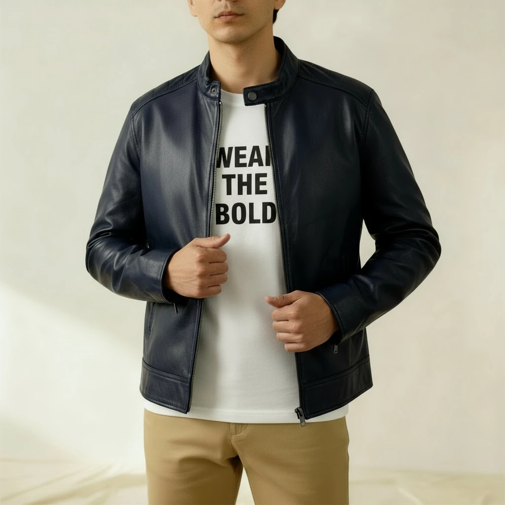 ARZO “Blue Phantom” Leather Jacket