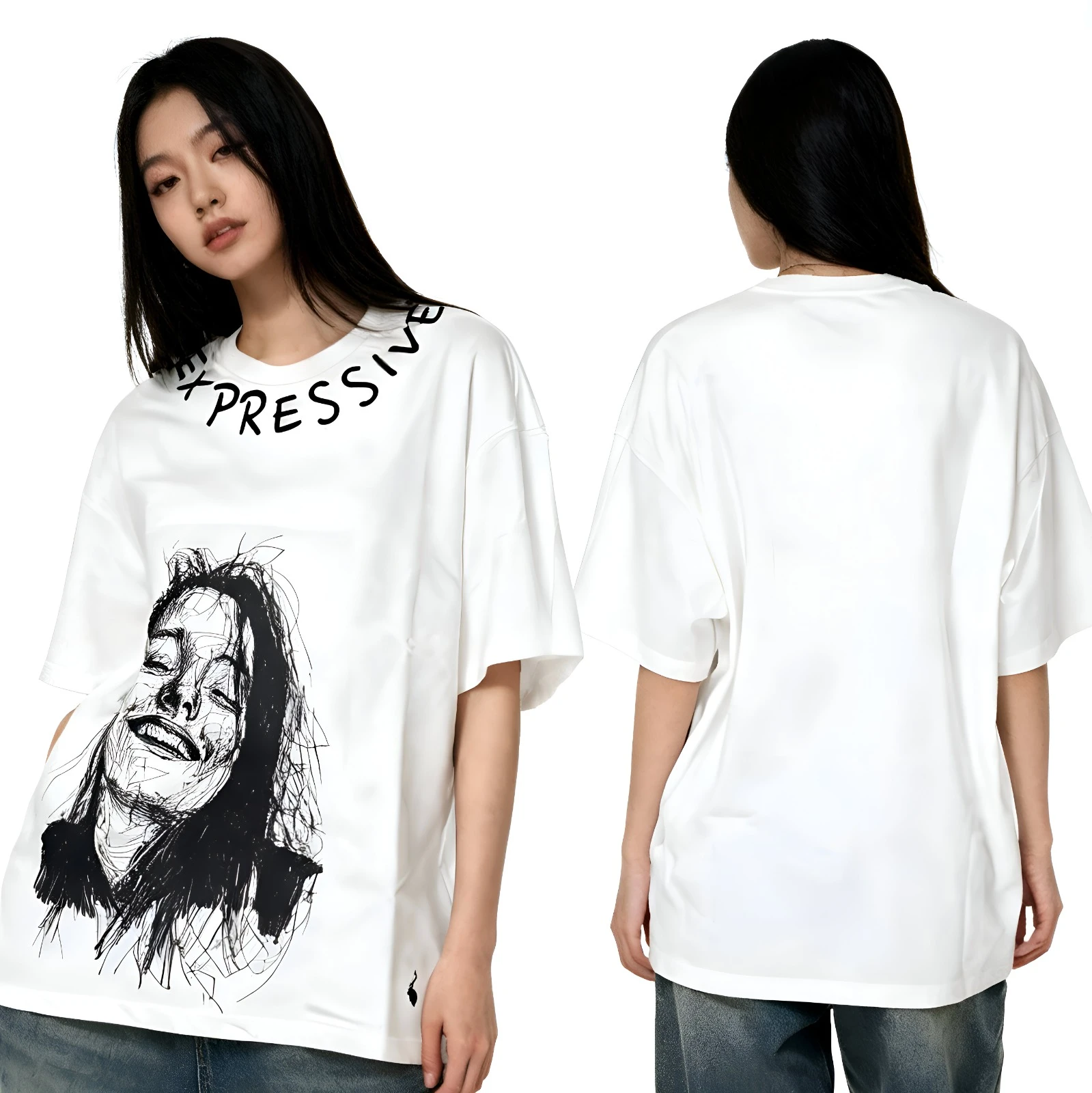 “Expressive” Oversized Tee – White Edition