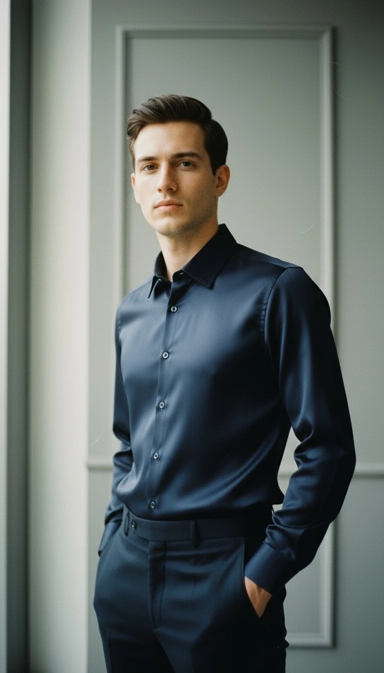 Arzo Midnight Luxe Satin Shirt