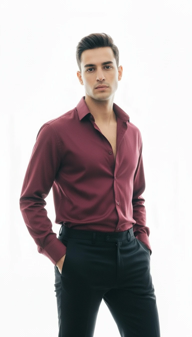 ARZO “Crimson Edge” Luxe Shirt – Maroon