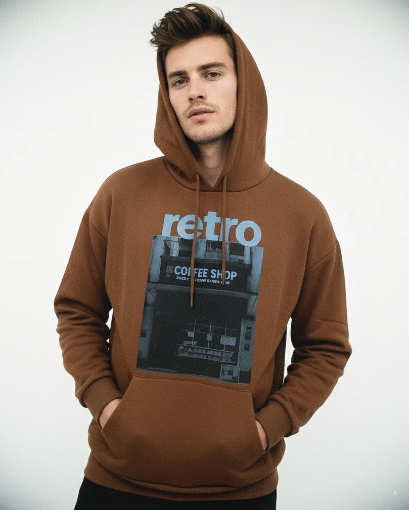 ARZO “Retro Coffee Shop” Hoodie – Mocha Brown